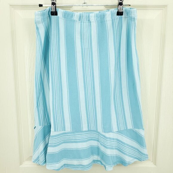 Patagonia Alpine Valley Pull On Drawstring Flutter Hem Skirt M Blue/White Stripe - Picture 3 of 16